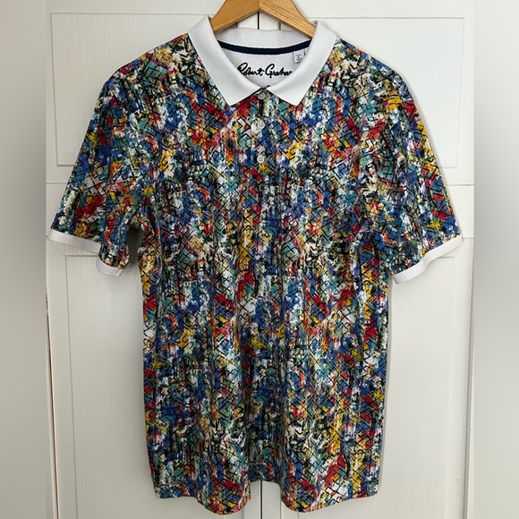Robert Graham Men's Size L Classic Fit Short Sleeve Colorful Abstract Polo - Picture 2 of 11